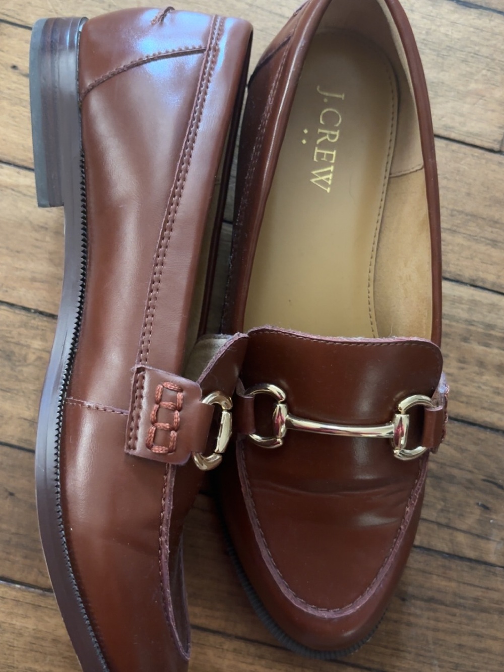 J. Crew womens Chestnut Leather Bit Loafers